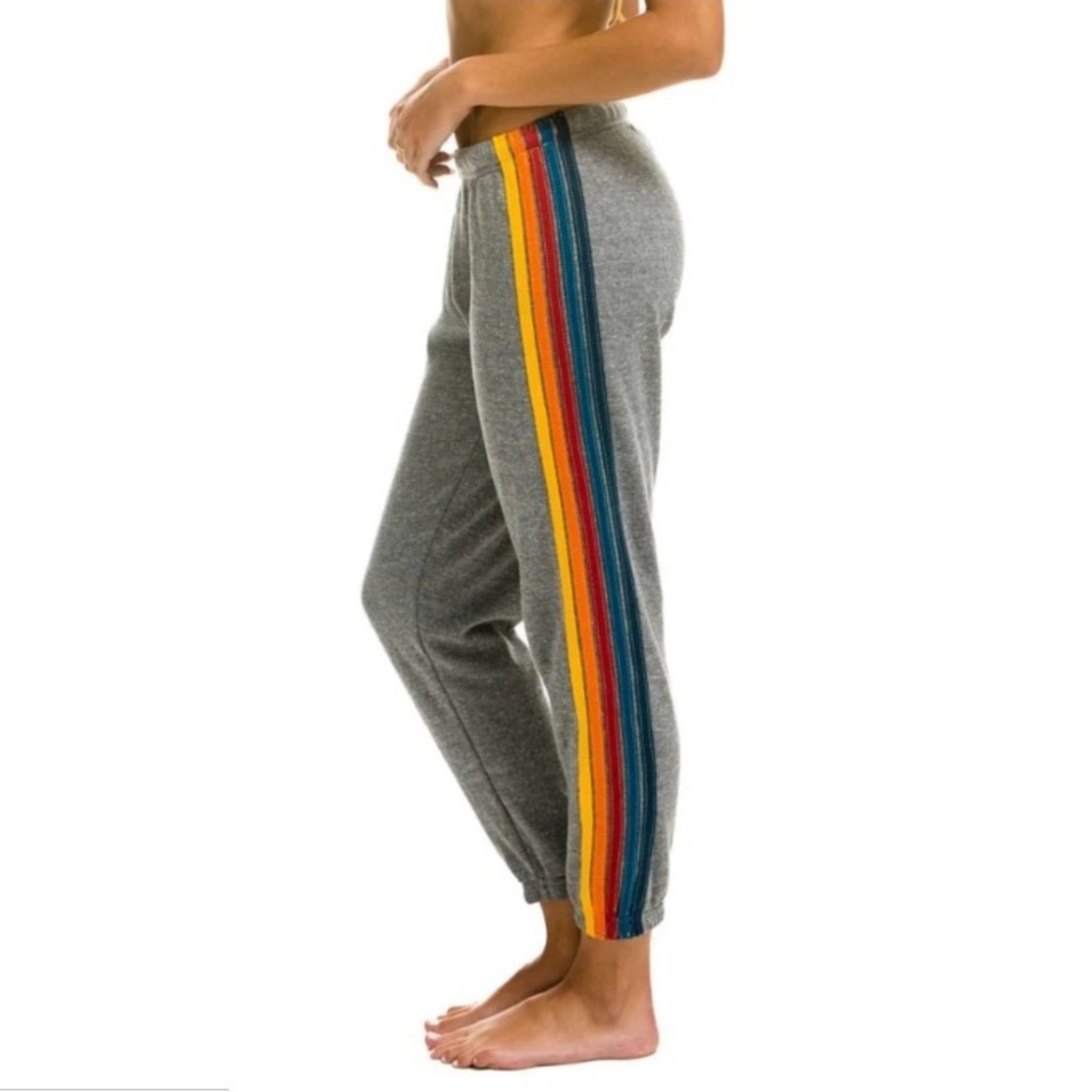 NWOT Aviator Nation 5 Stripe jogger sweatpants, small, heather gray